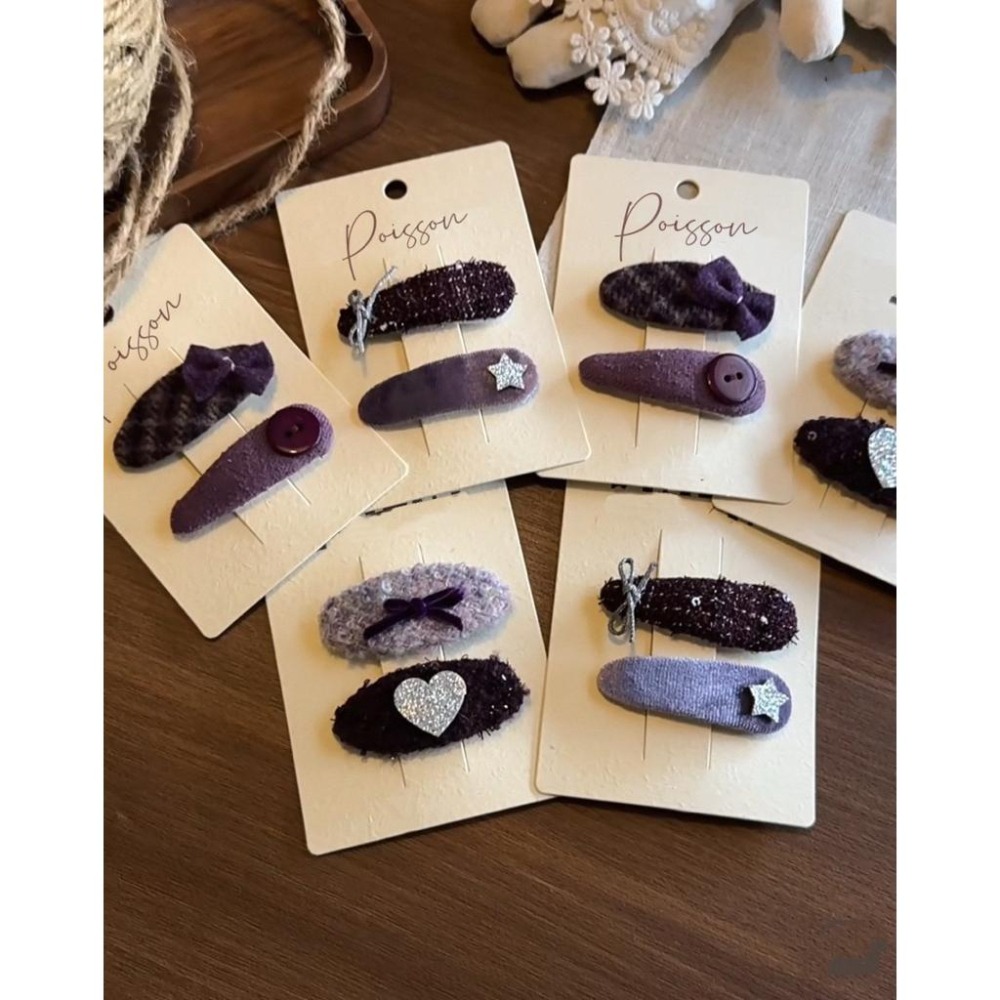 Poisson_korea韓國兒童髮飾 冬季浪漫紫色系髮夾 瀏海夾 女童髮夾-細節圖3