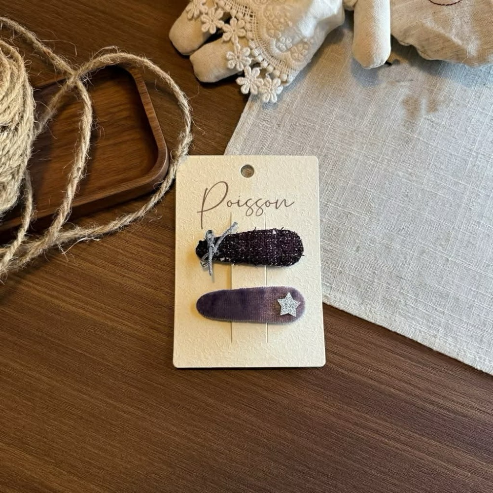 Poisson_korea韓國兒童髮飾 冬季浪漫紫色系髮夾 瀏海夾 女童髮夾-規格圖3