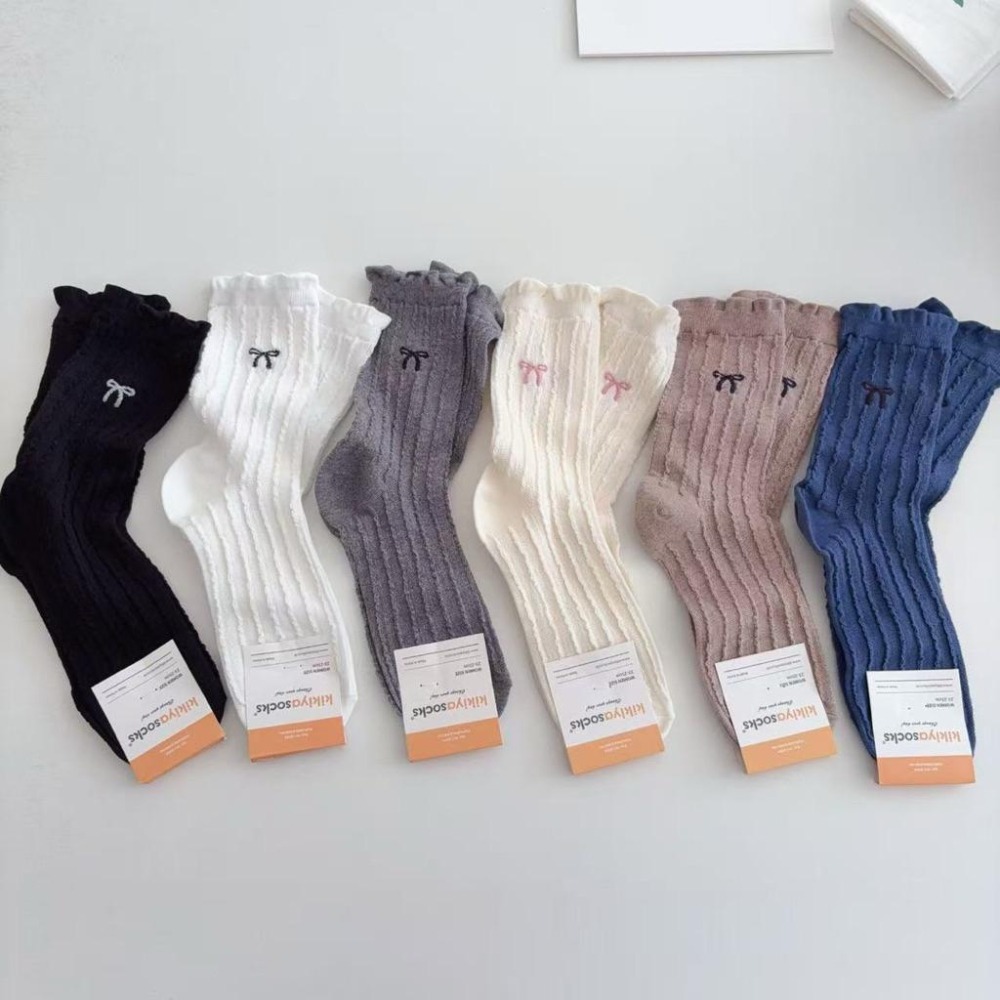 Poisson_korea🌟闆娘推薦選品⭐️韓國製蝴蝶結捲邊小腿襪 女襪-細節圖4