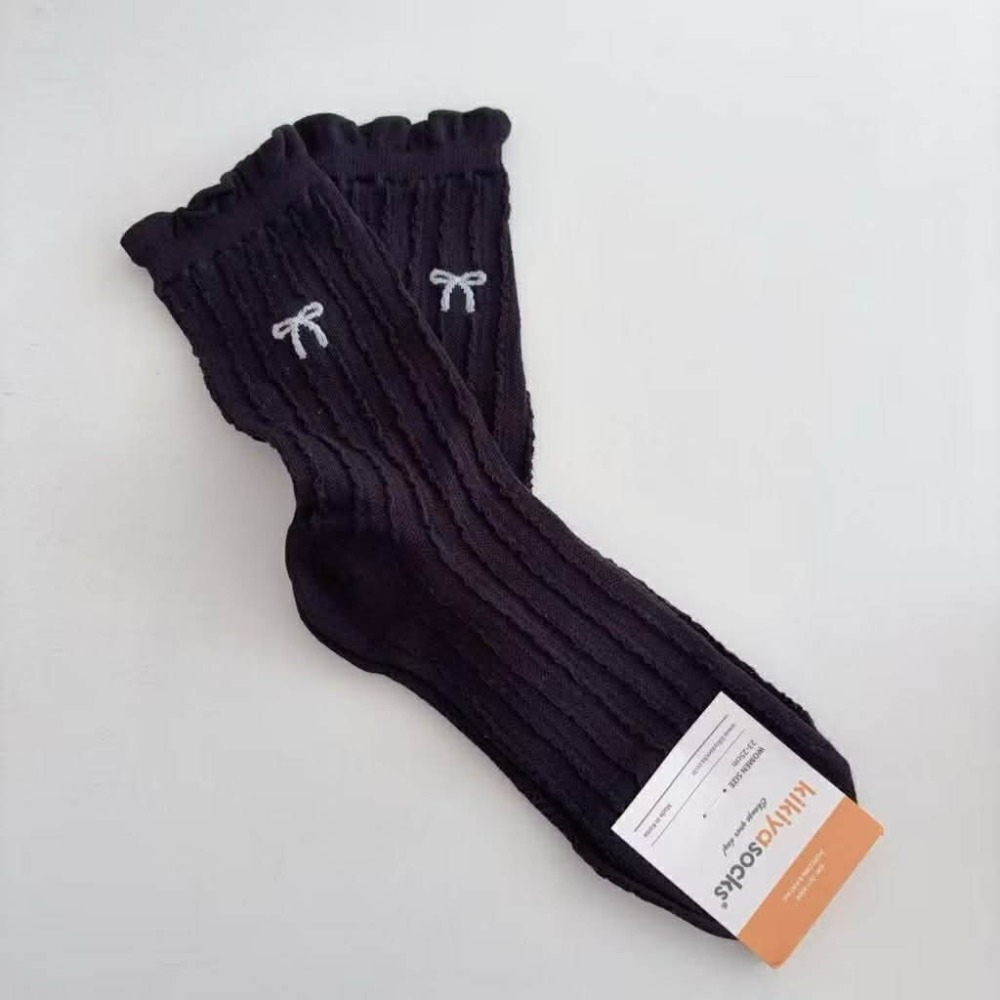 Poisson_korea🌟闆娘推薦選品⭐️韓國製蝴蝶結捲邊小腿襪 女襪-規格圖5