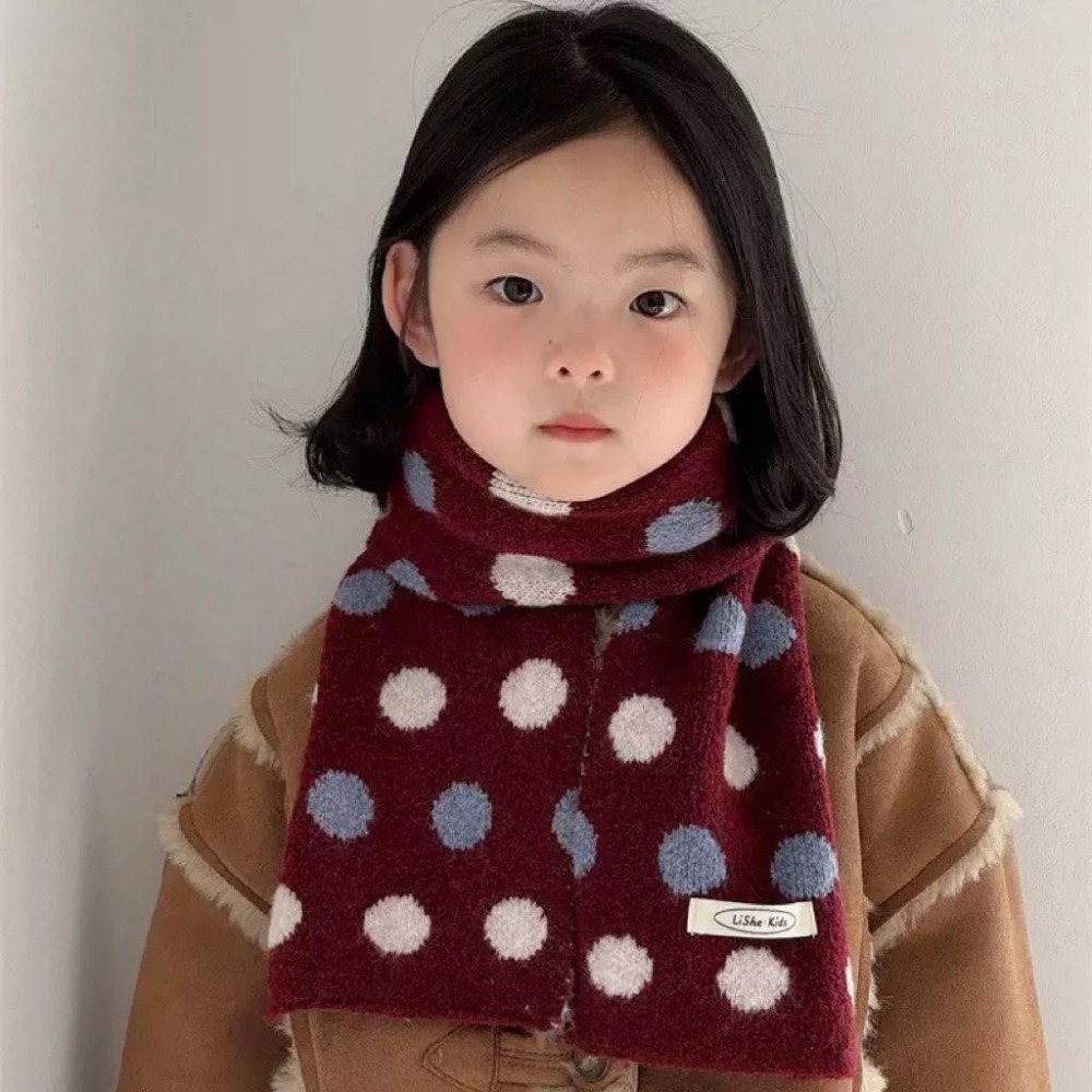 Poisson_korea韓國兒童保暖圍巾 冬季保暖可愛圓點圍巾 男女童圍巾-細節圖4