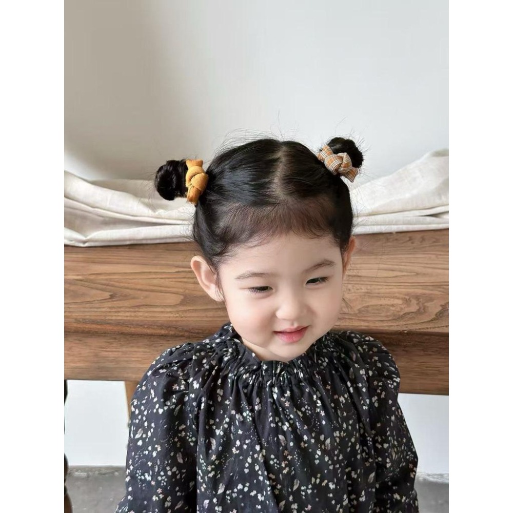 Poisson_korea韓國兒童髮飾 秋冬格紋蝴蝶結髮夾髮束 女童髮飾-細節圖2
