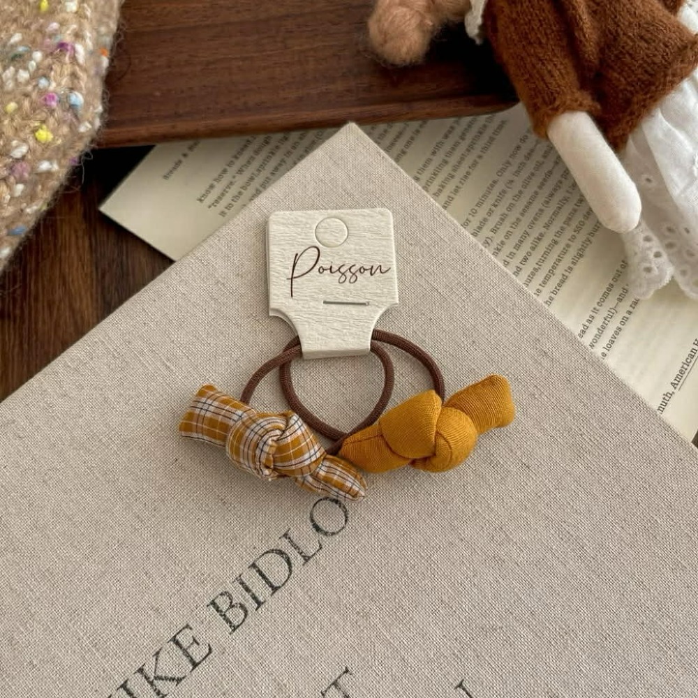 Poisson_korea韓國兒童髮飾 秋冬格紋蝴蝶結髮夾髮束 女童髮飾-規格圖4