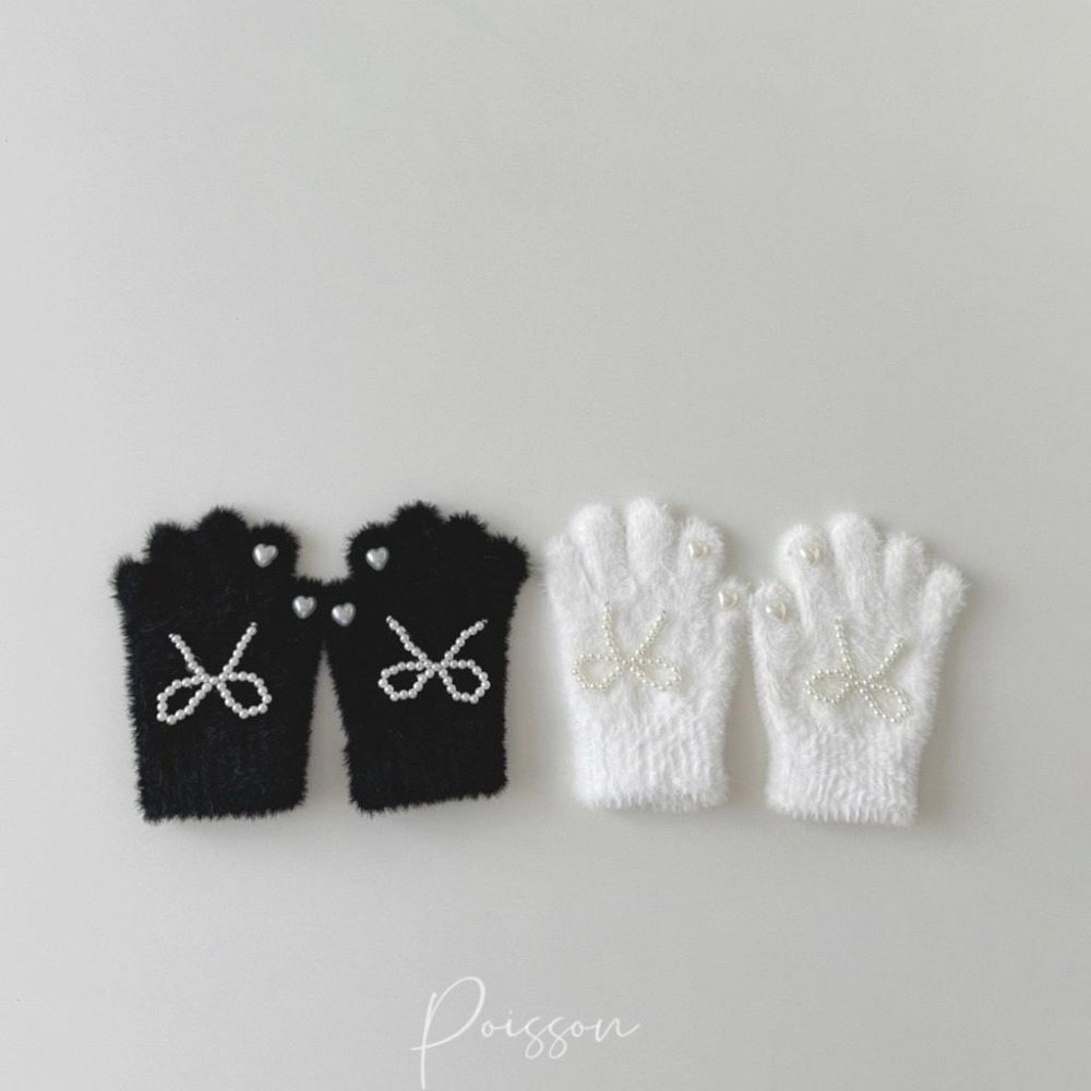 Poisson_korea韓國兒童保暖手套  可愛蝴蝶結愛心手套 女童手套-細節圖2