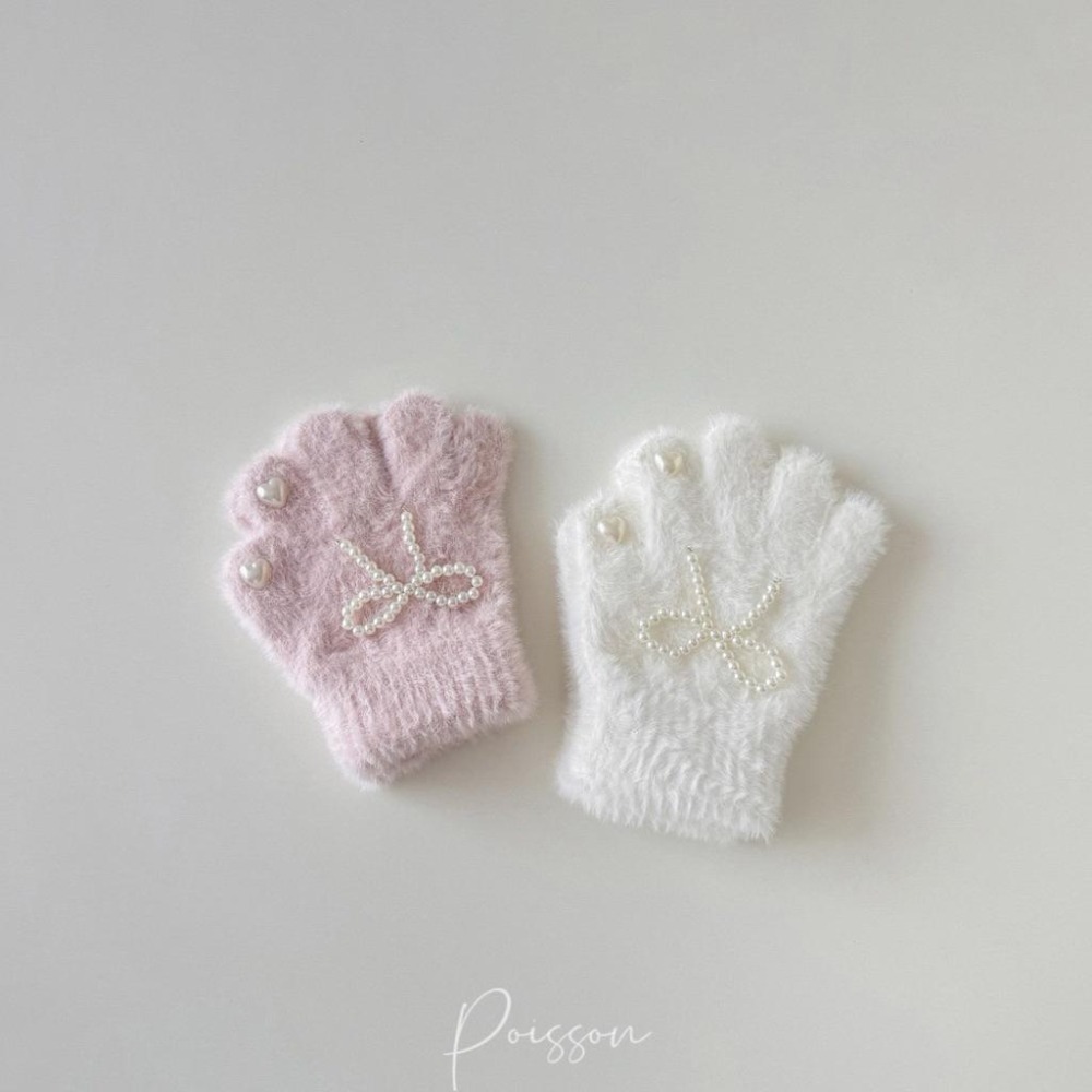 Poisson_korea韓國兒童保暖手套  可愛蝴蝶結愛心手套 女童手套-細節圖4