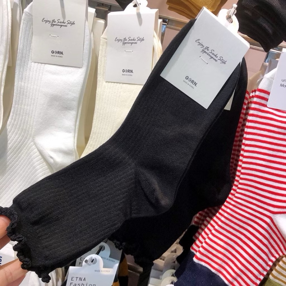 Poisson_korea🌟闆娘推薦選品🌟韓國製四季款木耳邊邊中筒襪 女襪-規格圖6