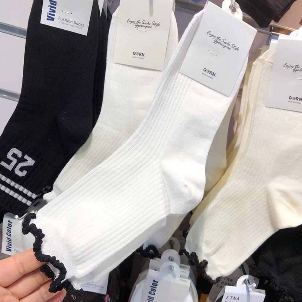 Poisson_korea🌟闆娘推薦選品🌟韓國製四季款木耳邊邊中筒襪 女襪-規格圖6