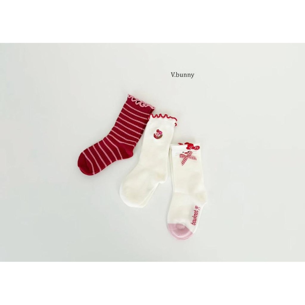 韓國童襪 v-bunny品牌2025秋季純綿可愛女童 3雙組-細節圖8