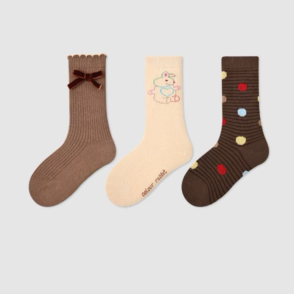 韓國童襪 v-bunny品牌2025秋季純綿可愛女童 3雙組-規格圖9