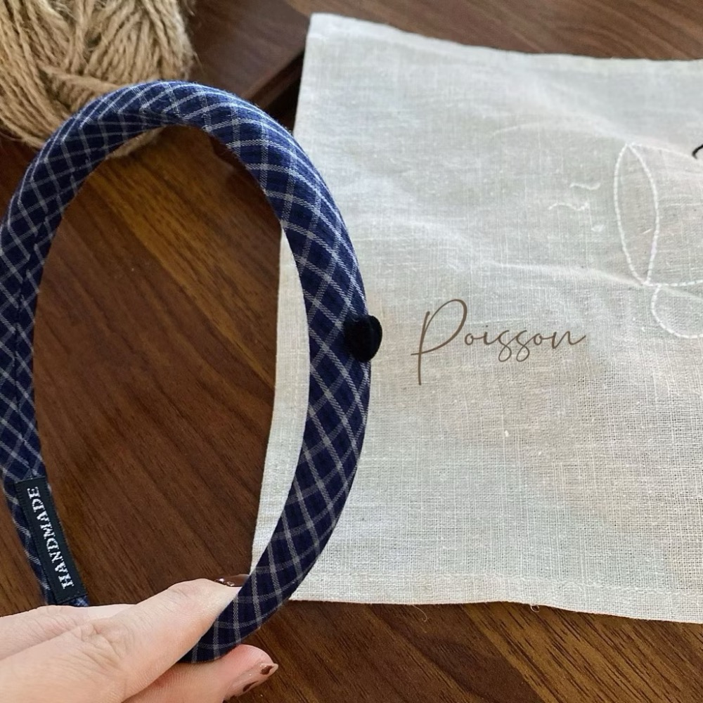 Poisson_korea韓國兒童髮飾🎀秋冬新款植絨愛心格子髮箍 女童髮圈-規格圖5