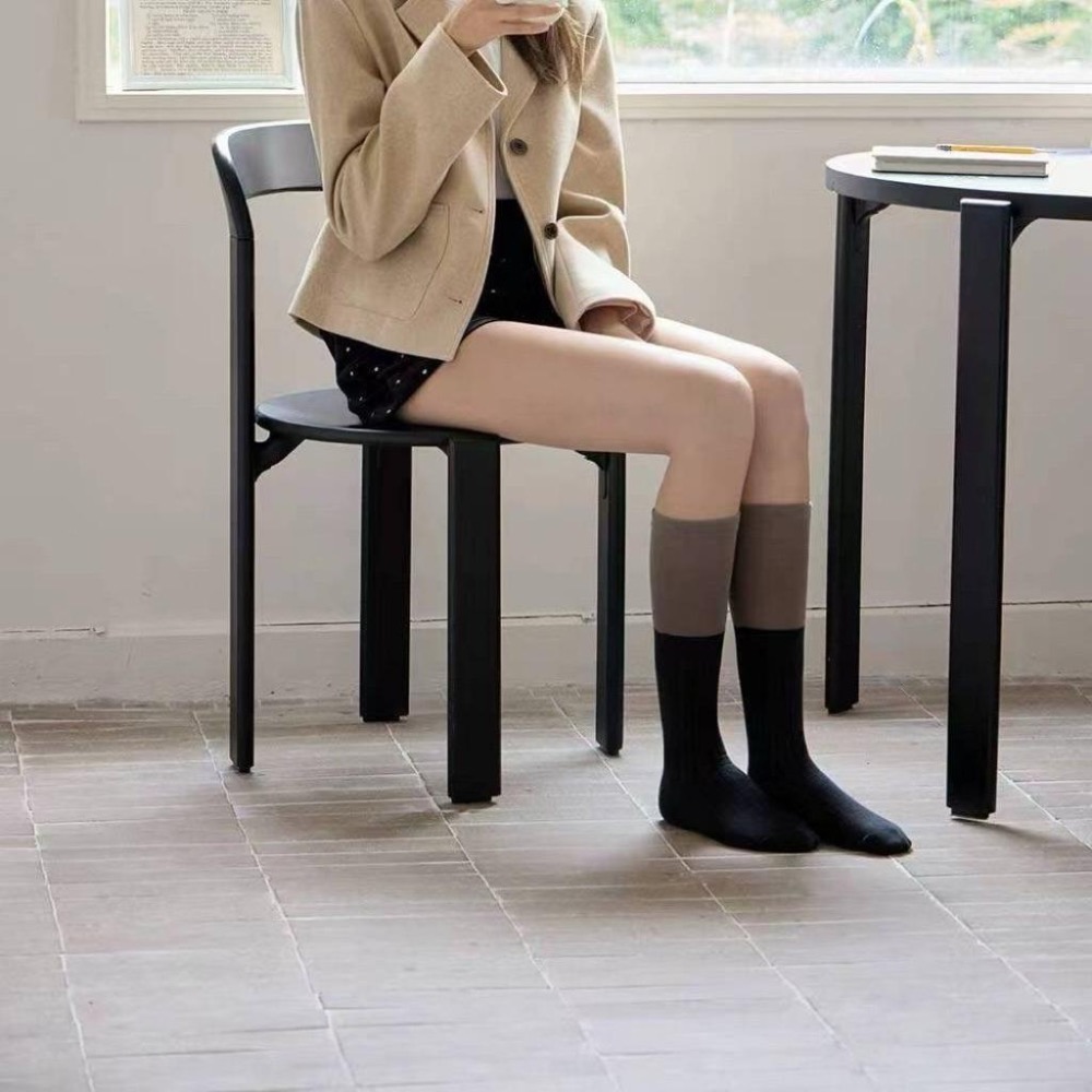 Poisson_korea🌟闆娘推薦選品🌟韓國製秋冬質感雙色中筒襪 堆堆襪 女襪-細節圖3