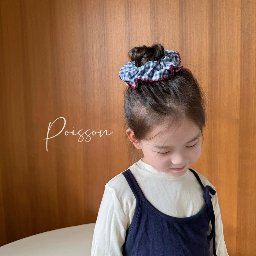 Poisson_korea韓國兒童髮飾 2025秋季學院風格紋髮束 女童髮飾-細節圖2