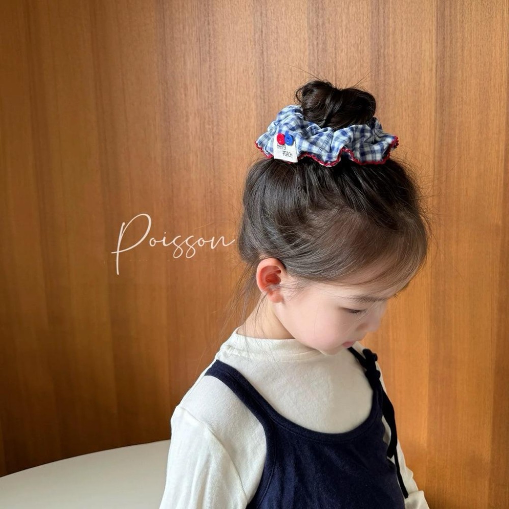 Poisson_korea韓國兒童髮飾 2025秋季學院風格紋髮束 女童髮飾-細節圖3