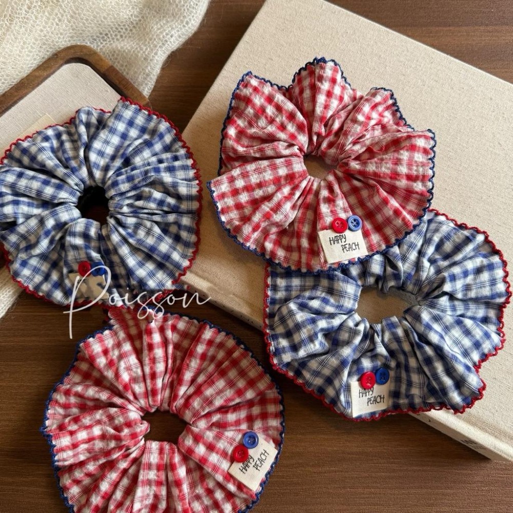 Poisson_korea韓國兒童髮飾 2025秋季學院風格紋髮束 女童髮飾-細節圖4