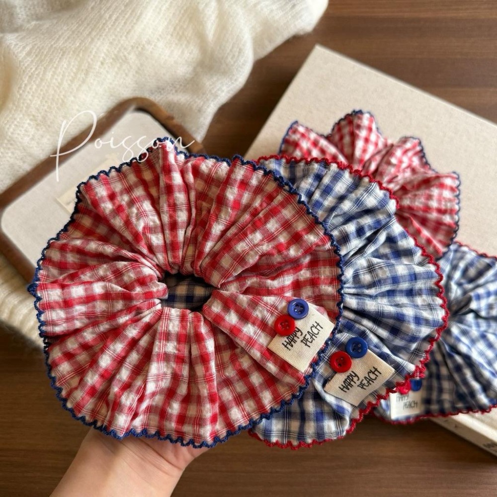 Poisson_korea韓國兒童髮飾 2025秋季學院風格紋髮束 女童髮飾-細節圖5