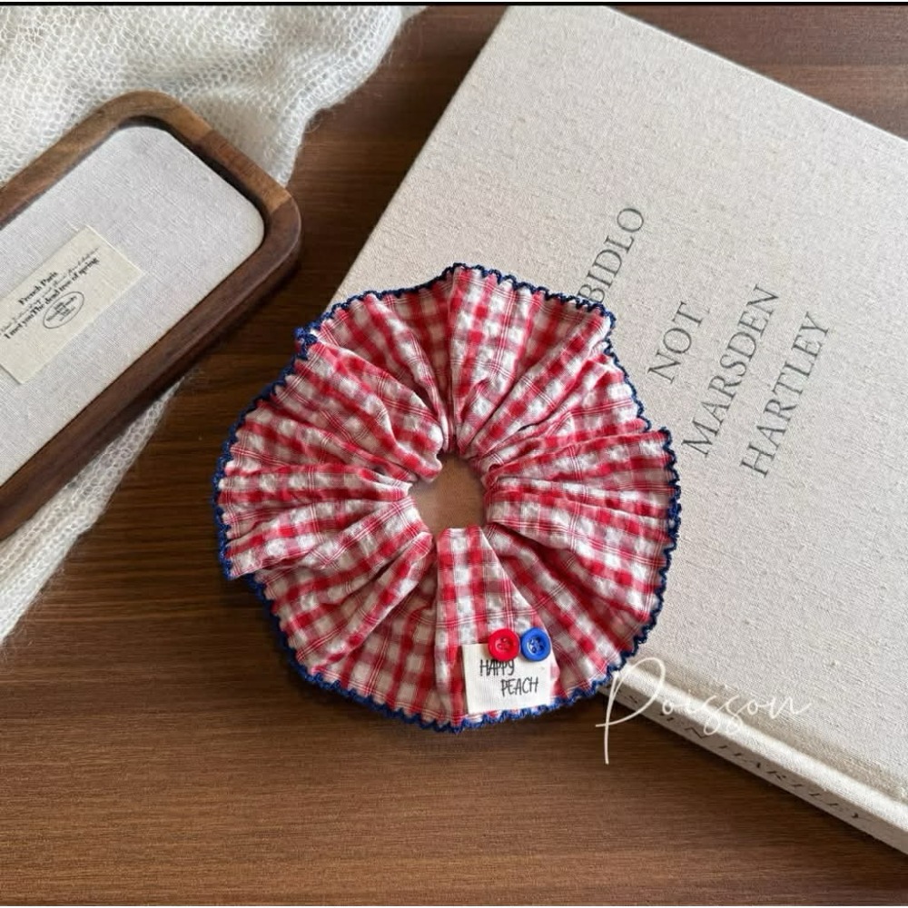 Poisson_korea韓國兒童髮飾 2025秋季學院風格紋髮束 女童髮飾-規格圖5