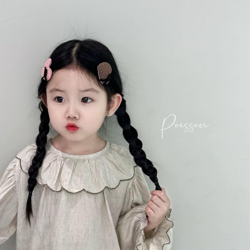 Poisson_korea韓國兒童髮飾 秋冬新款愛心波點髮夾 瀏海夾 女童髮夾-細節圖2