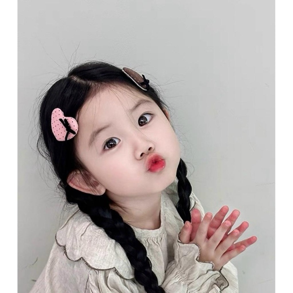 Poisson_korea韓國兒童髮飾 秋冬新款愛心波點髮夾 瀏海夾 女童髮夾-細節圖3