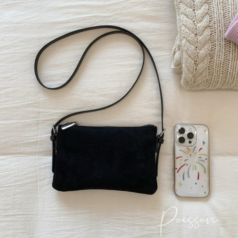 Poisson_korea🌟闆娘推薦選品🌟韓國實用麂皮絨小包 手機包 斜背包-細節圖6
