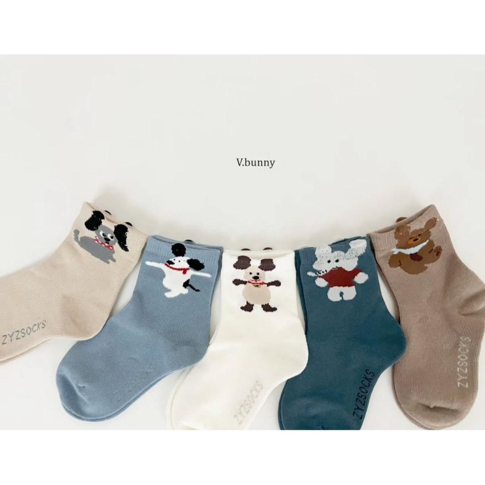 韓國童襪 v-bunny品牌2025新品 可愛圖案造型短襪5雙組 男女童襪-細節圖3