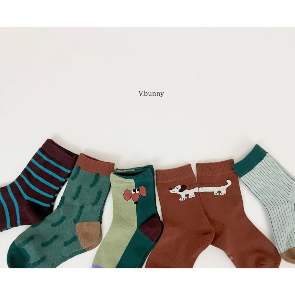 韓國童襪 v-bunny品牌2025新品 可愛圖案造型短襪5雙組 男女童襪-細節圖4