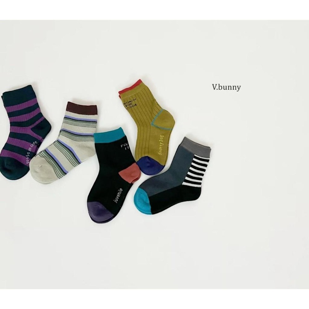 韓國童襪 v-bunny品牌2025新品 可愛圖案造型短襪5雙組 男女童襪-細節圖5