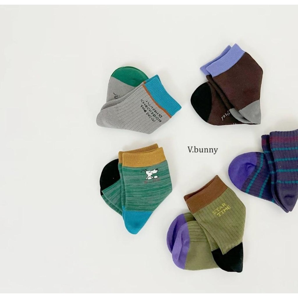 韓國童襪 v-bunny品牌2025新品 可愛圖案造型短襪5雙組 男女童襪-細節圖7
