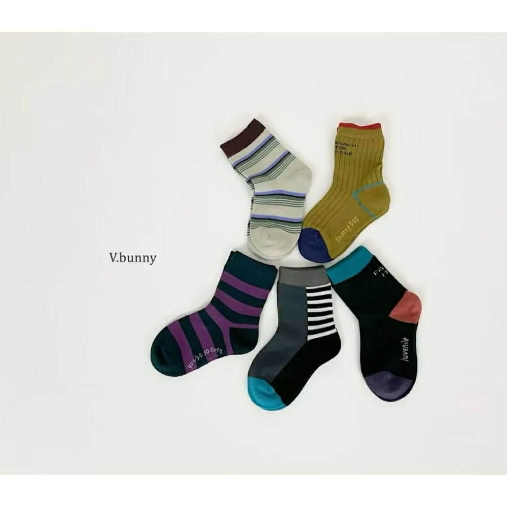韓國童襪 v-bunny品牌2025新品 可愛圖案造型短襪5雙組 男女童襪-規格圖9