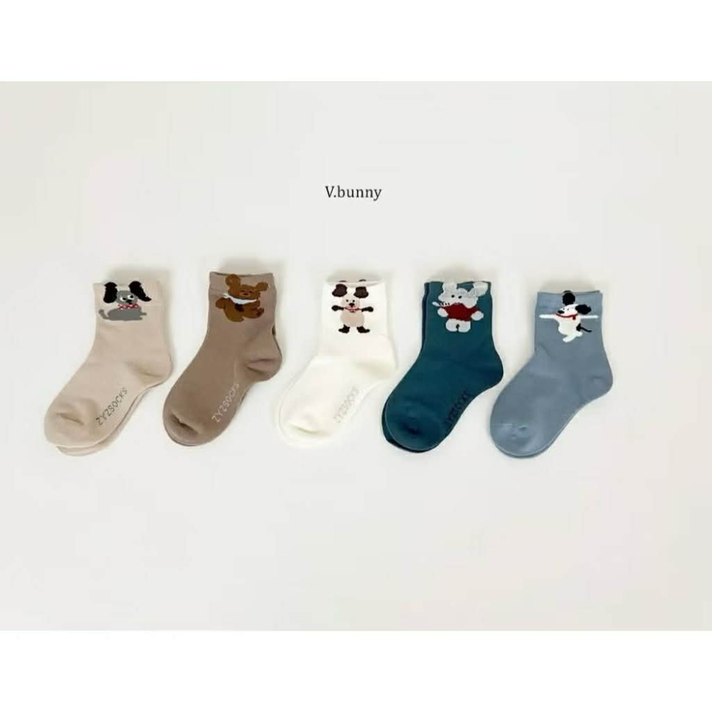 韓國童襪 v-bunny品牌2025新品 可愛圖案造型短襪5雙組 男女童襪-規格圖9