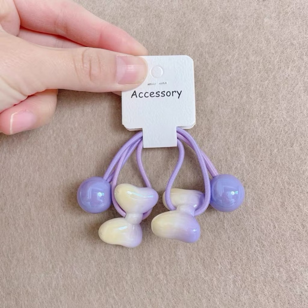 Poisson_korea韓國兒童髮飾 彩色漸層蝴蝶結高彈力髮束 女童髮飾-規格圖1