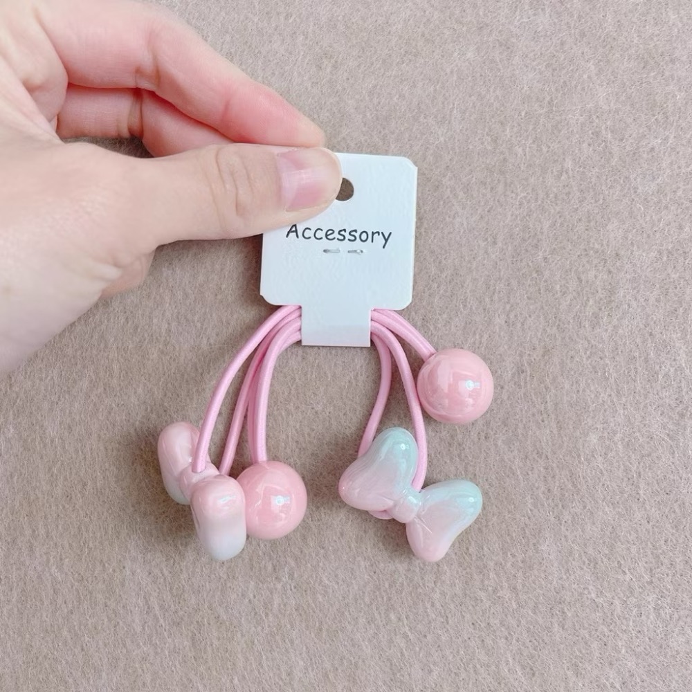 Poisson_korea韓國兒童髮飾 彩色漸層蝴蝶結高彈力髮束 女童髮飾-規格圖1