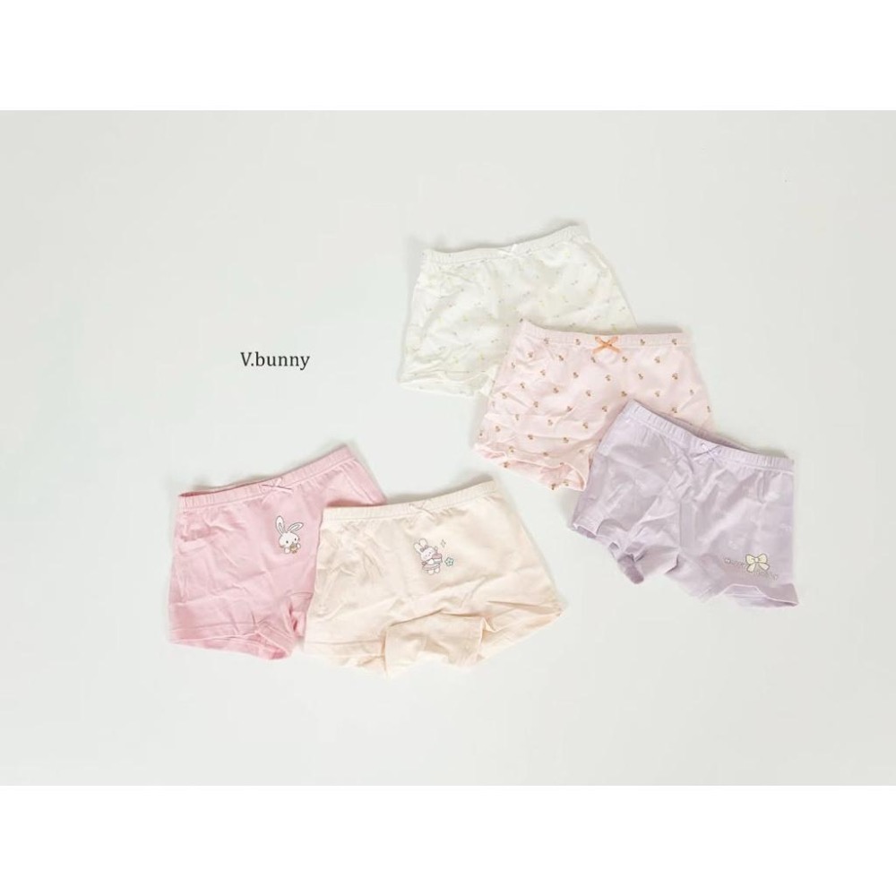 韓國兒童家居服 v-bunny品牌 純綿女童內褲5件組 女童四角褲-細節圖2