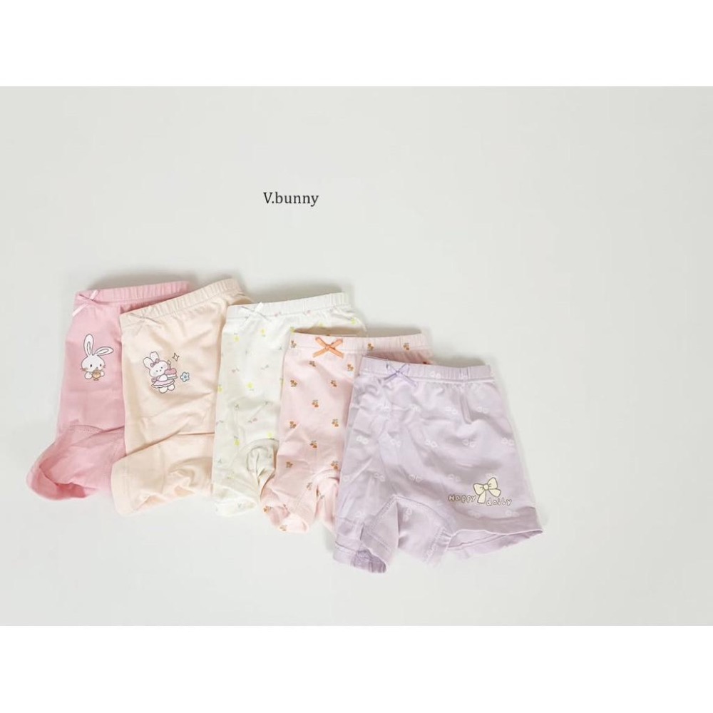 韓國兒童家居服 v-bunny品牌 純綿女童內褲5件組 女童四角褲-細節圖3