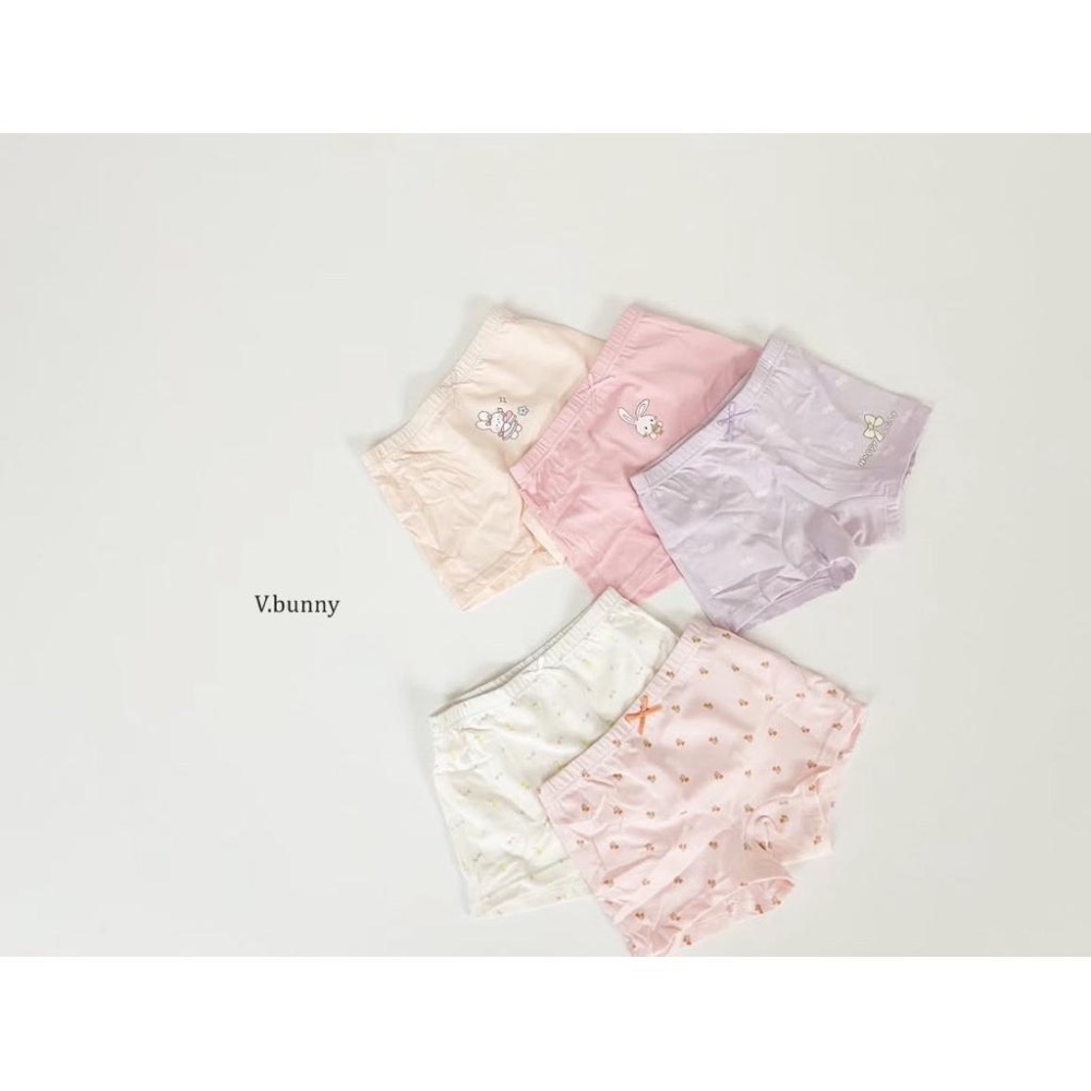 韓國兒童家居服 v-bunny品牌 純綿女童內褲5件組 女童四角褲-細節圖4