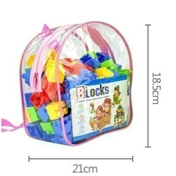 (現貨）寶寶 兒童 大顆粒 背包 袋裝 130粒 積木 益智 顏色形狀認知 類樂高 巧拼 手眼協調 生日禮物-細節圖2