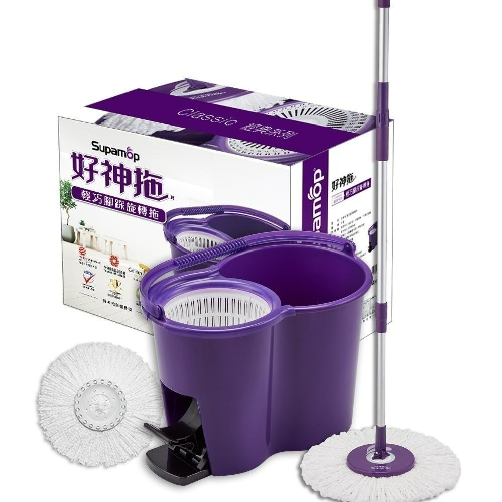 好神拖 經典系列 輕巧腳踩旋轉拖把 組 (1桶1拖2布)-細節圖2