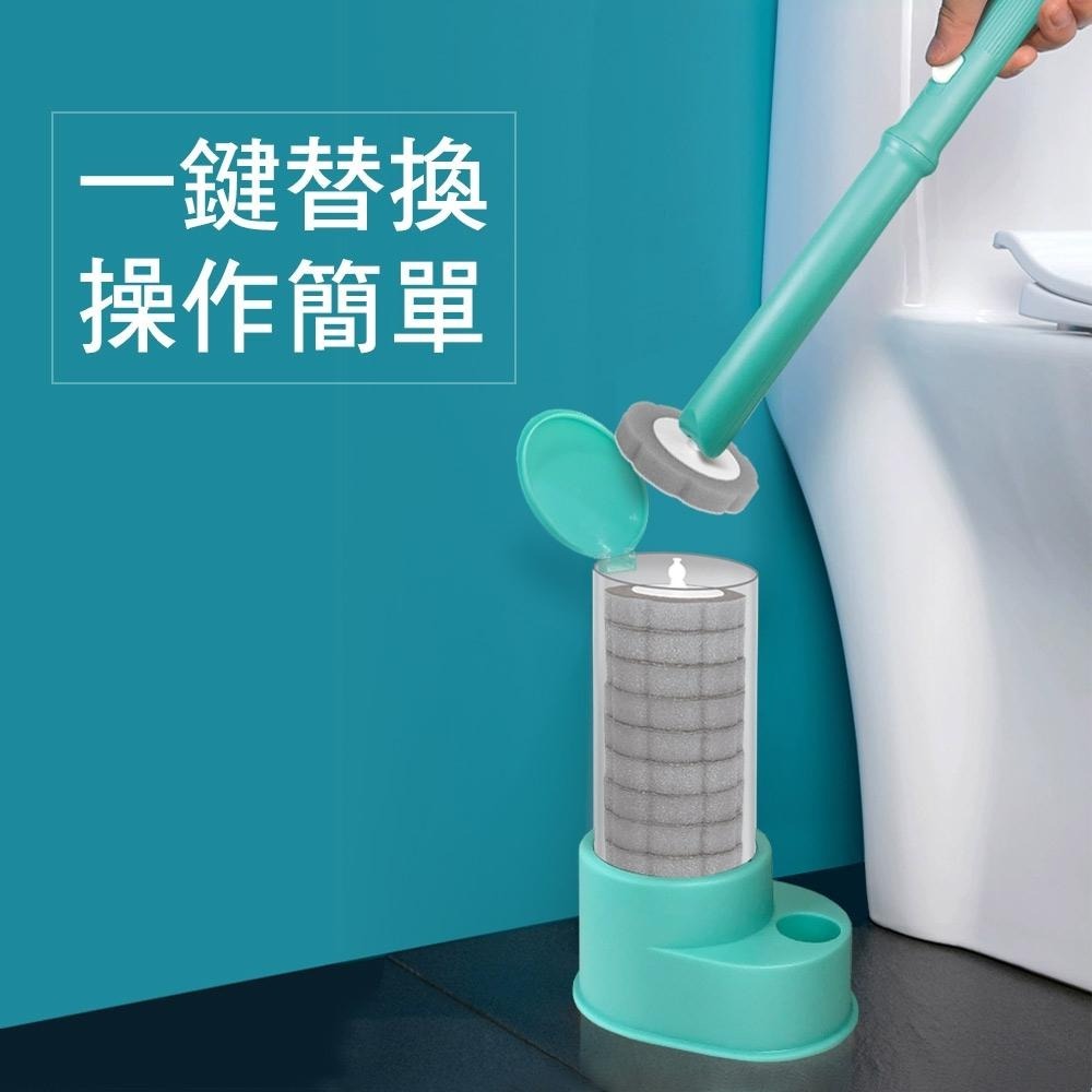 家簡塵除 潔淨拋棄式馬桶刷(1桿1座14片拋棄式替換刷頭)-細節圖3