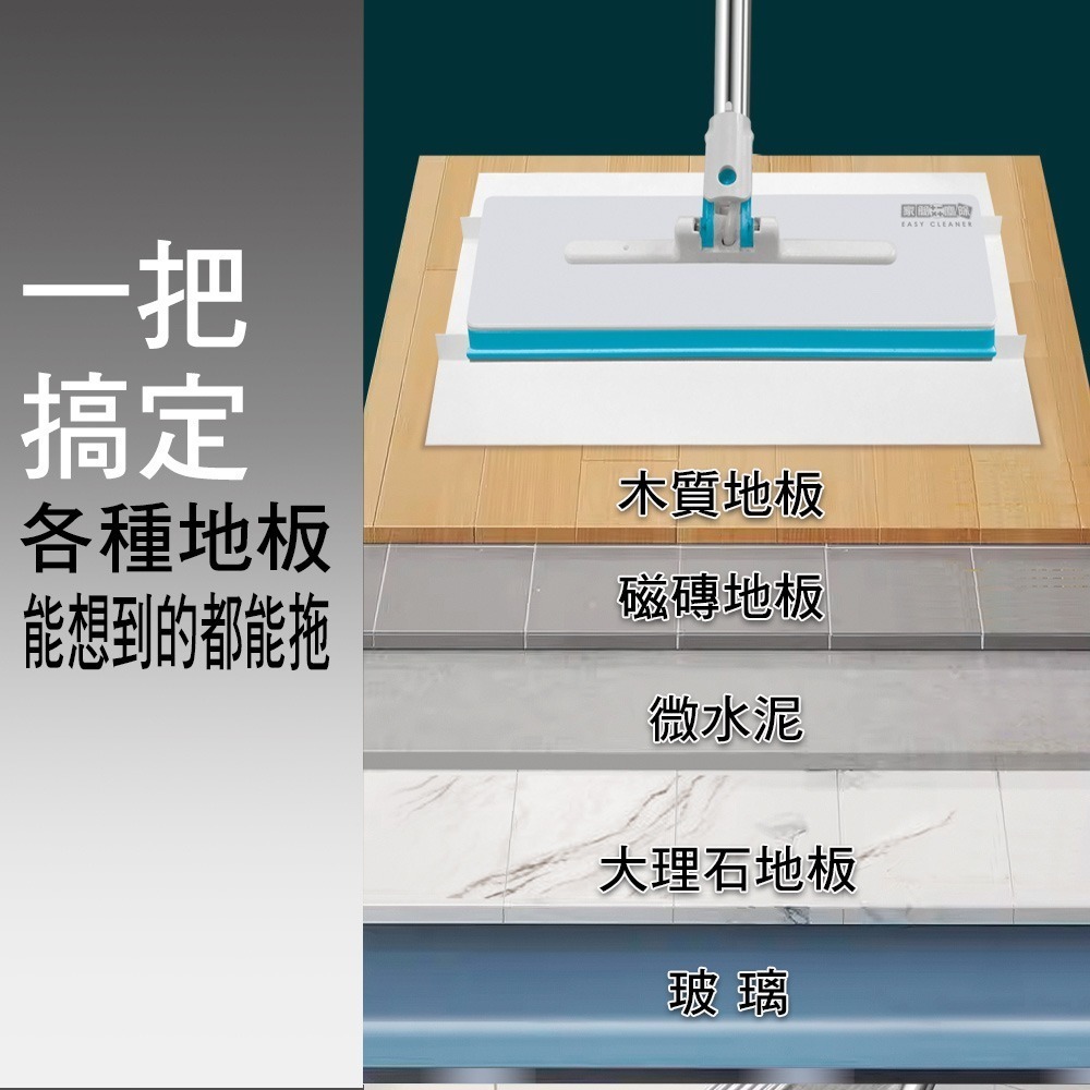 【現貨】家簡塵除 萬用夾布拖把  懶人拖布 拖布 平板拖把  免沾手 乾溼兩用 夾式拖把-細節圖6