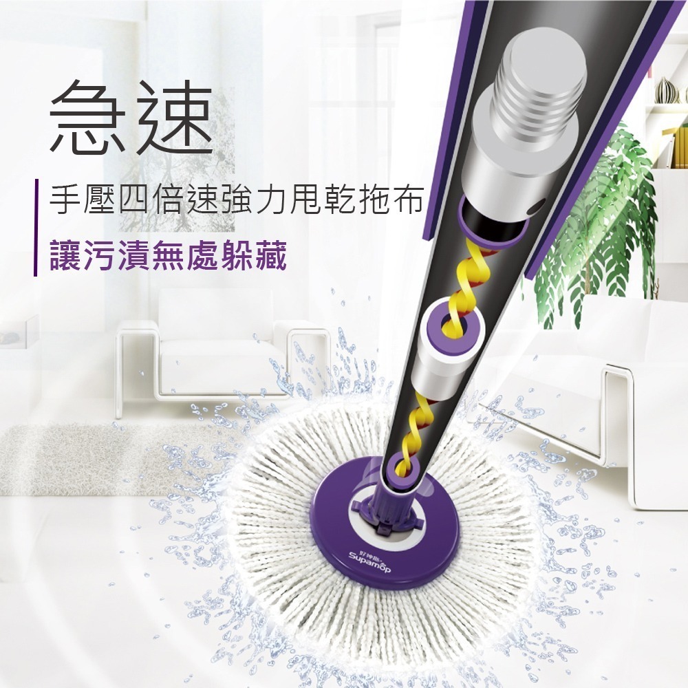 好神拖 輕巧手壓拖把組(1拖1桶2布)+贈竹木擴香-細節圖8