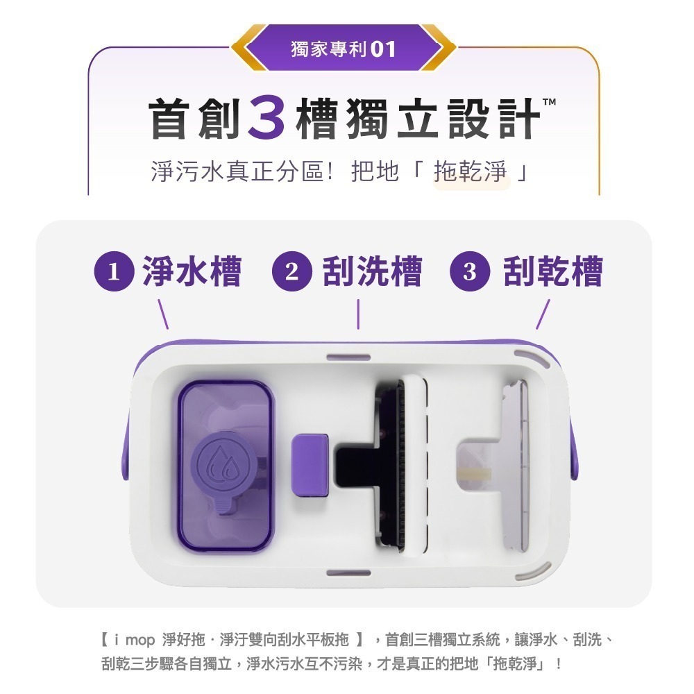 好神拖 淨好拖淨汙雙刮平板拖(1拖+1桶+1布)-細節圖3