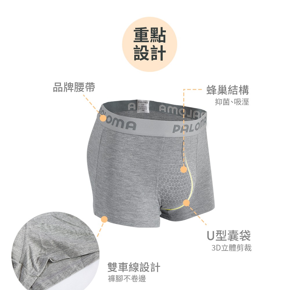 【Paloma】石墨烯抑菌平口褲 男內褲 四角褲 內褲-細節圖3