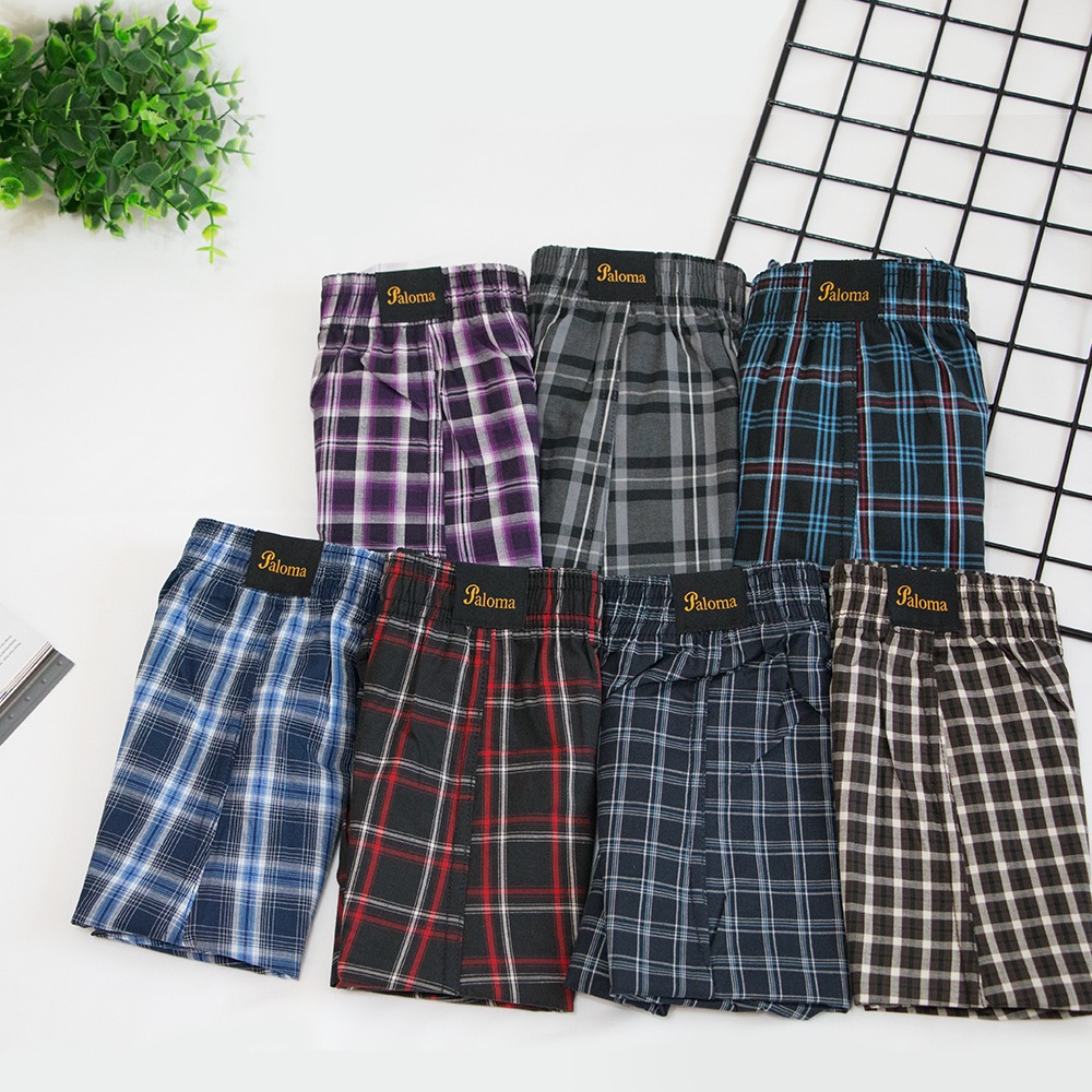 【Paloma】台灣製條/格紋平織平口褲 男內褲 四角褲 內褲 純棉內褲-細節圖4