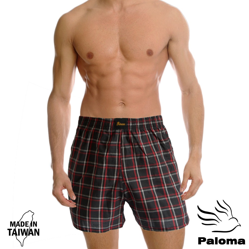【Paloma】台灣製條/格紋平織平口褲 男內褲 四角褲 內褲 純棉內褲-規格圖8