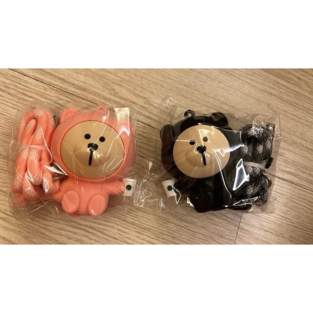 巴克限量熊熊耳機包+手機掛繩組合 粉色-細節圖3