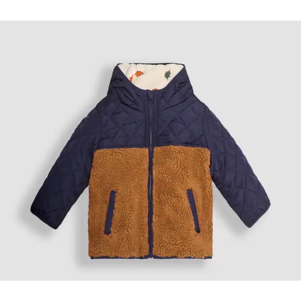 現貨在台🚚98、110cm英國🇬🇧Jojomamanbebe男童防水雙面穿羊毛外套-細節圖2