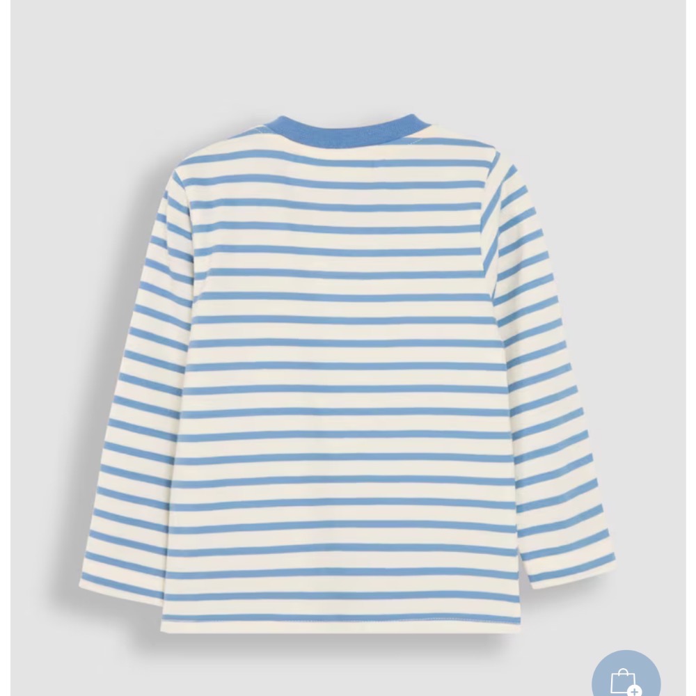 現貨🚚116cm英國🇬🇧Jojomamanbebe藍條紋拖拉車上衣5-6y-細節圖2