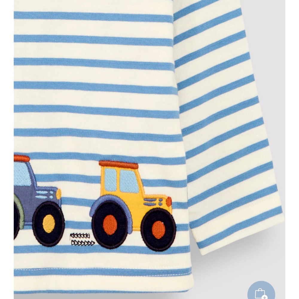 現貨🚚116cm英國🇬🇧Jojomamanbebe藍條紋拖拉車上衣5-6y-細節圖3