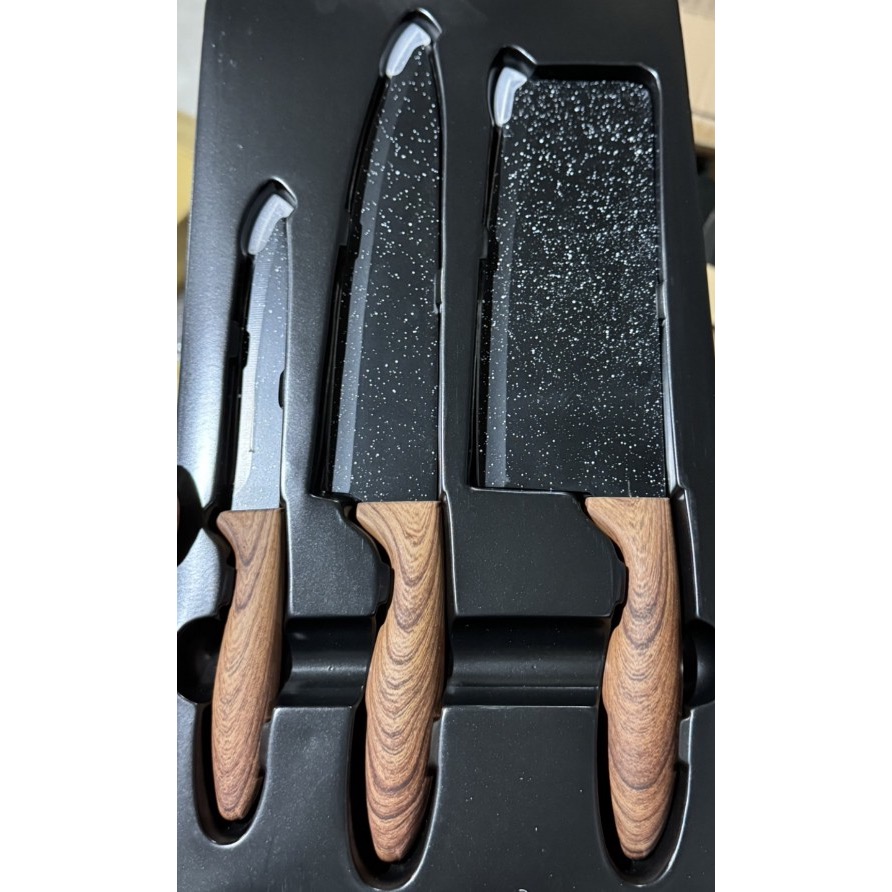 日本 五星飯店專用【半藏 HANZO】 雪藏刀具 深木紋 三入組(彩盒裝)-細節圖4
