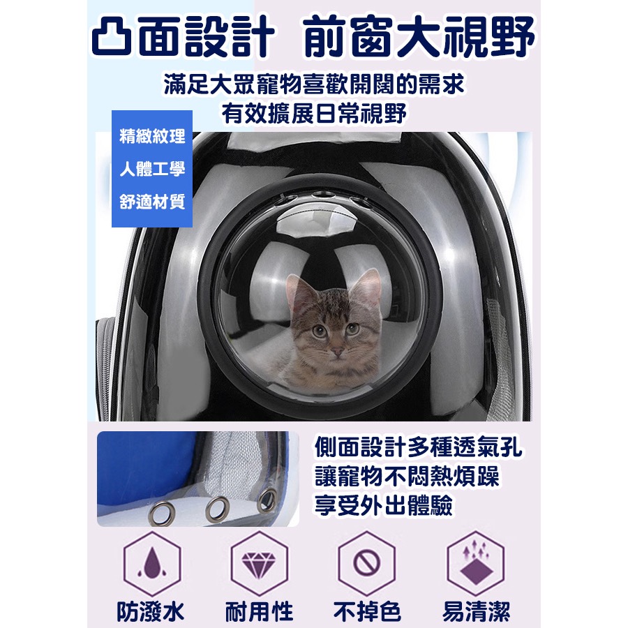 現貨 【有熊出沒】3D太空艙透氣寵物包/寵物外出籠/全景透明寵物包/寵物背包/三色任選-細節圖3