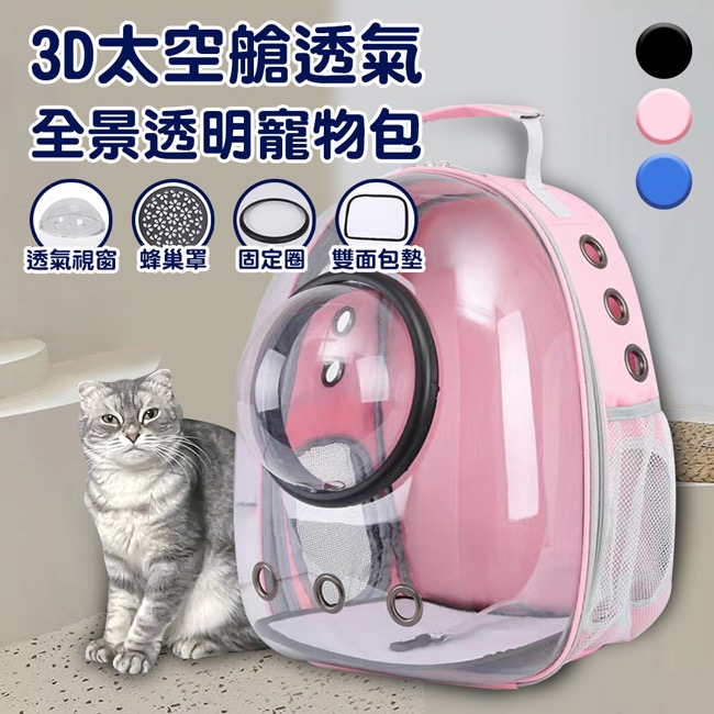 現貨 【有熊出沒】3D太空艙透氣寵物包/寵物外出籠/全景透明寵物包/寵物背包/三色任選-規格圖9